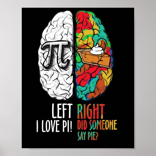 Pi Day Verlassen Vs Right Brain Pie Shirt Mah Geek Poster (Vorne)