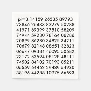 pi Digits Mathematik Liebe pi= 3,14159 pi Schwarz- Serviette