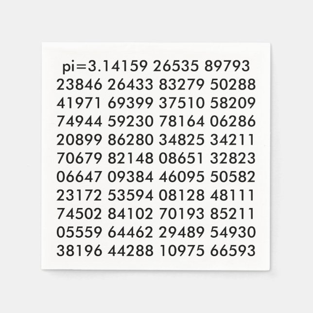 pi Digits mathematische Liebe pi= 3,14159 pi Tag S Serviette (Vorderseite)