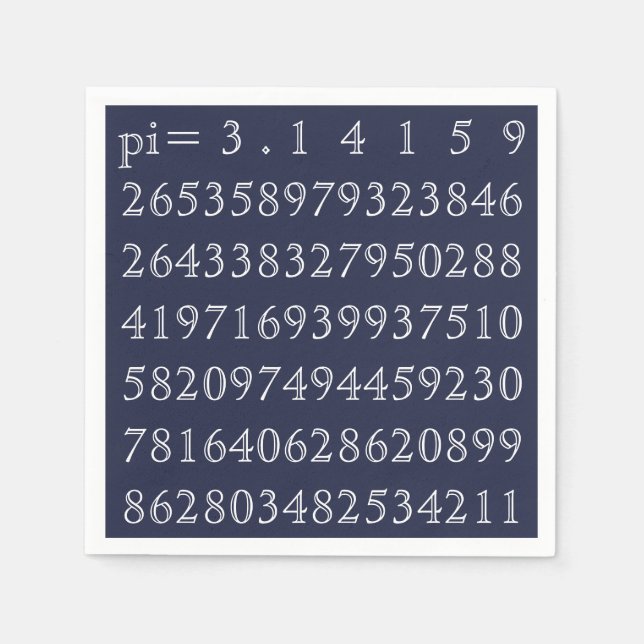 Pi Digits PiDay Party Mathematics Numbers Blue Serviette (Vorderseite)