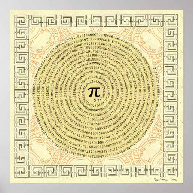 Pi in a Spiral ~ Mathematik als Kunst Poster (Vorne)