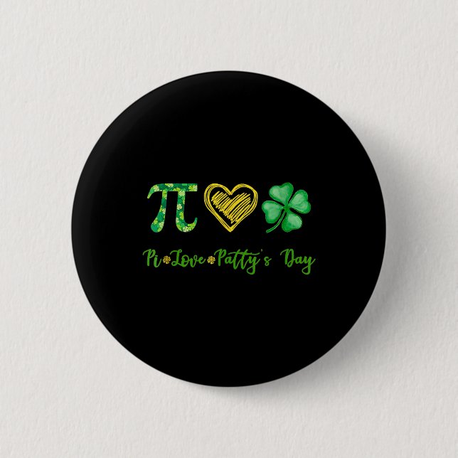 Pi Liebe Kleeblatt Patty's Day Math Teacher St Pat Button (Vorderseite)