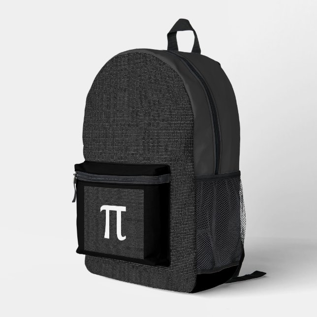 Pi Math Nerd Science Student Lehrer Black Gray Bedruckter Rucksack (Rückseitige Ecke Rechts)