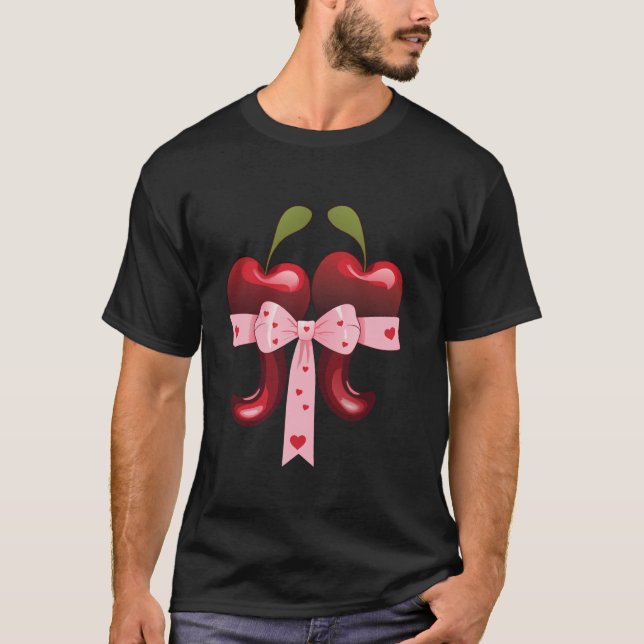 Pi Math T-Shirt Math Teacher Coquette Bow Cherry v (Vorderseite)