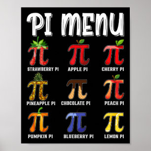 Pi-Menü Lustiges Pi 3.14 Mathe-Lehrer Pi-Menü Math Poster