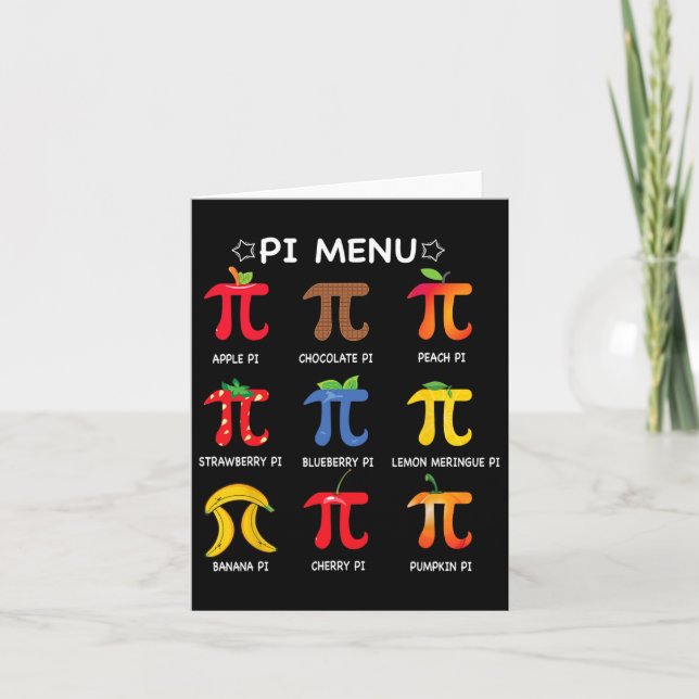 Pi Menu Mathematiker Lehrer Funny Pi Day Math Lehr Karte (Vorderseite)