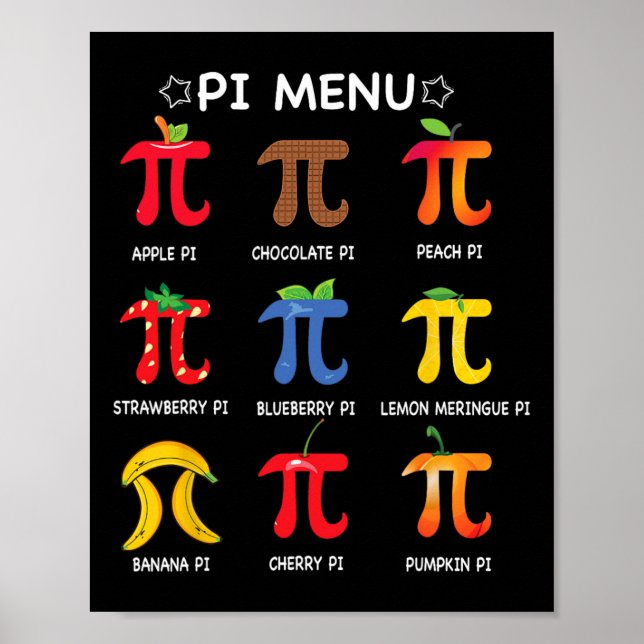 Pi Menu Mathematiker Lehrer Funny Pi Day Math Lehr Poster (Vorne)