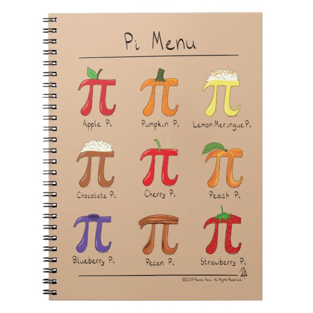 Pi Menu Niedlich Mathematik Pi Day Notebook Notizblock (Vorderseite)