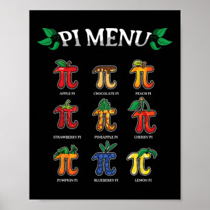 Pi-Menü Pi-Tag 2025 3.14 Mathelehrer Pie-Menü Mat Poster