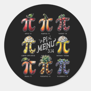 Pi Menü Pi Tag 3.14 Funny Fruit Pie Menü Lehrer Runder Aufkleber