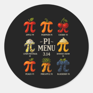 Pi-Menü Pi-Tag 3.14 Lustiges Fruchtkuchen-Menü Leh Runder Aufkleber