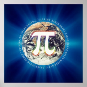 Pi Number on Earth - Math Blue Poster