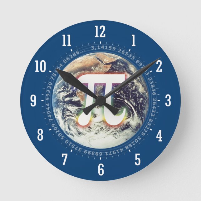 Pi Number on Earth | Wall Clock Runde Wanduhr (Vorderseite)