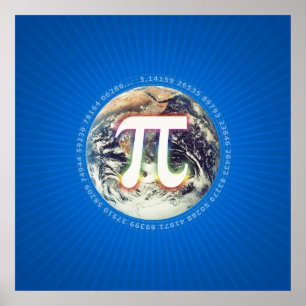 Pi Nummer auf Erden   Math Blue Poster