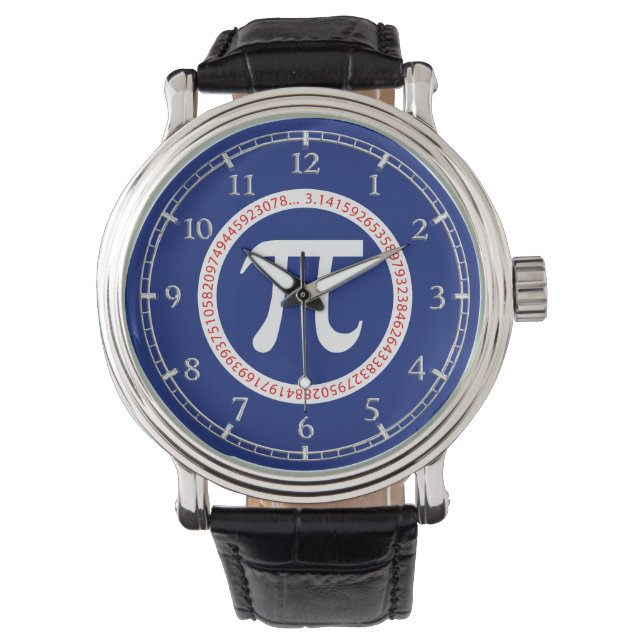 Pi-Symbol in Circle auf Navy Blue Dial Armbanduhr (Vorderseite)