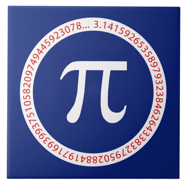Pi-Symbol in Circle auf Navy Blue Fliese (Vorderseite)
