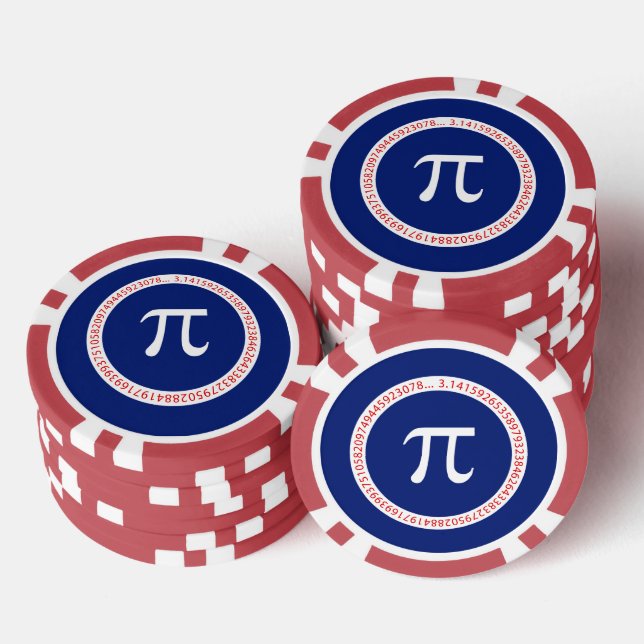 Pi-Symbol in Circle auf Navy Blue Pokerchips (Stapel)