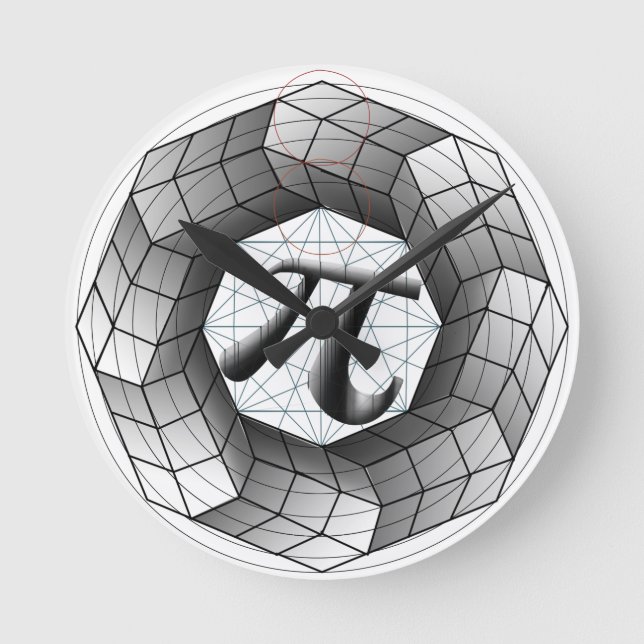 Pi-Symbol - optische Illusionsusionsuhr für Mathel Runde Wanduhr (Vorderseite)