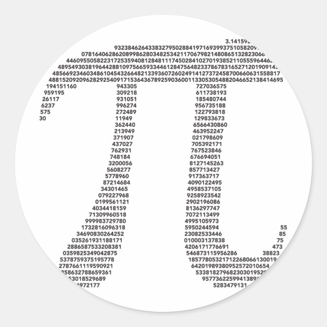 Pi-Symbol-Sticker Runder Aufkleber (Vorderseite)