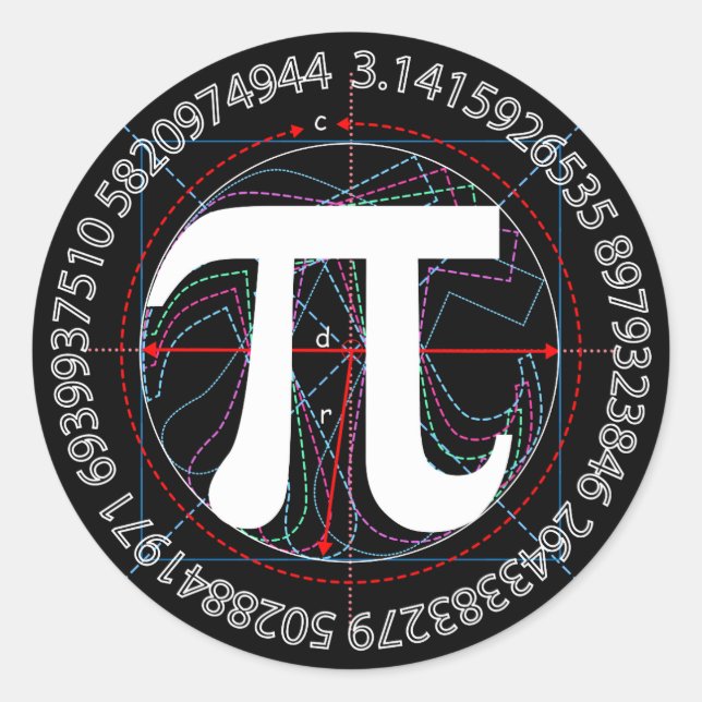 Pi-Symbol Zeichnend Runder Aufkleber (Vorderseite)