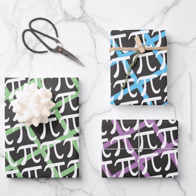 Pi Symbols Pi Day Math Themed Wrapping Paper Geschenkpapier Set (Vorderseite)