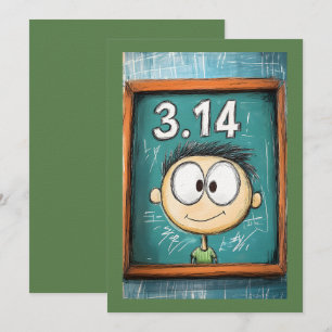 Pi Tag 3.14 Karikaturische Geeky-Neugier Einladung