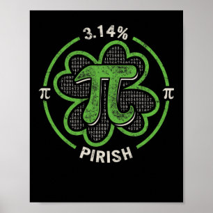 Pi Tag 3,14 % Pirish Vintag Irish Kleeblatt St Pat Poster