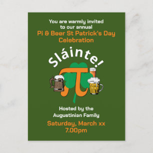 PI UND BIER ST PATRICKS TAG Einladung Postkarte
