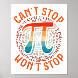 Pi Wont Stopp Pi Day Vintag Retro Math Poster
