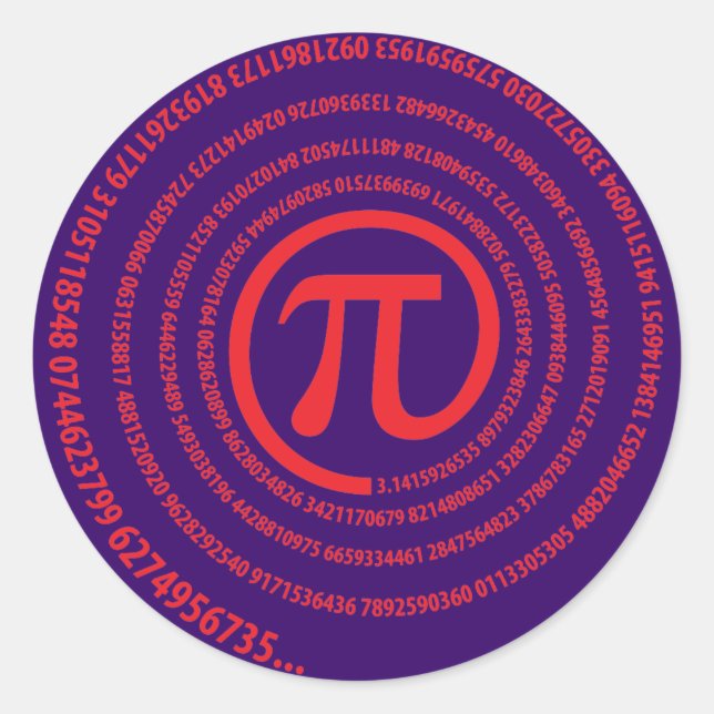 Pi-Zeichen, Spiral-Version Runder Aufkleber (Vorderseite)
