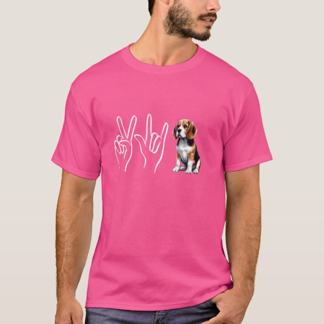 Piace Liebe Beagle Funny Beagle Dog Lover & Eigent T-Shirt (Vorderseite)