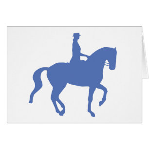 Piaffe Dressage-Pferd und Reiter (blau)