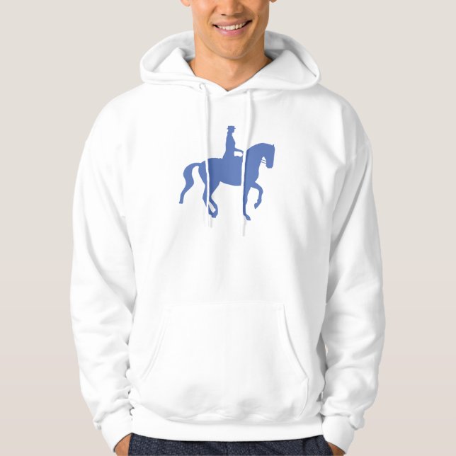 Piaffe Dressage-Pferd und Reiter (blau) Hoodie (Vorderseite)