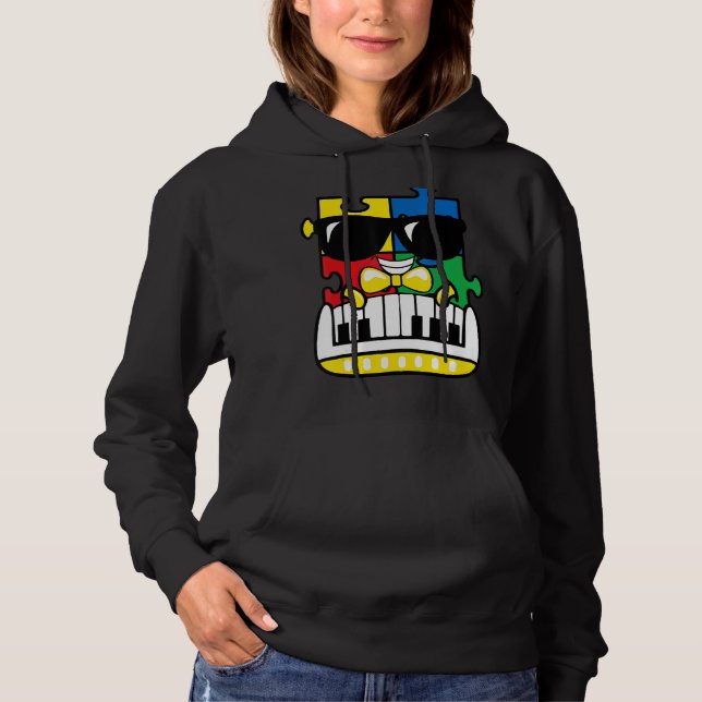 Pianist Autismus Bewusstsein Niedlich Piano Puzzle Hoodie (Vorderseite)