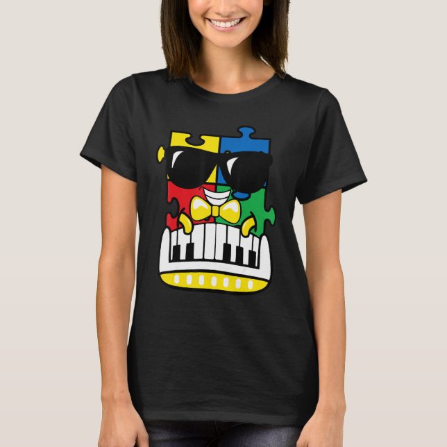 Pianist Autismus Bewusstsein Niedlich Piano Puzzle T-Shirt (Vorderseite)