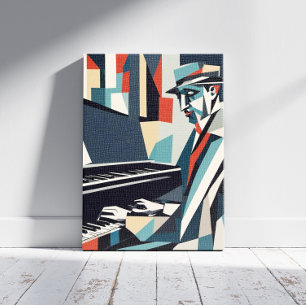 Pianist Cubism Canvas Print Leinwanddruck
