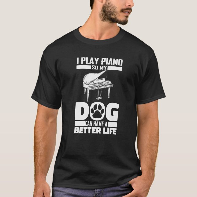 Pianist Dog Music - Musician Piano Premium T-Shirt (Vorderseite)
