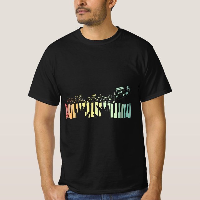 Pianist Gift Idea Keyboards Music Notes Piano  T-Shirt (Vorderseite)