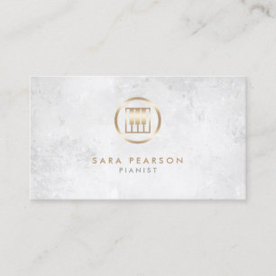 Pianist Gold Piano Keys Icon Business Card Visitenkarte