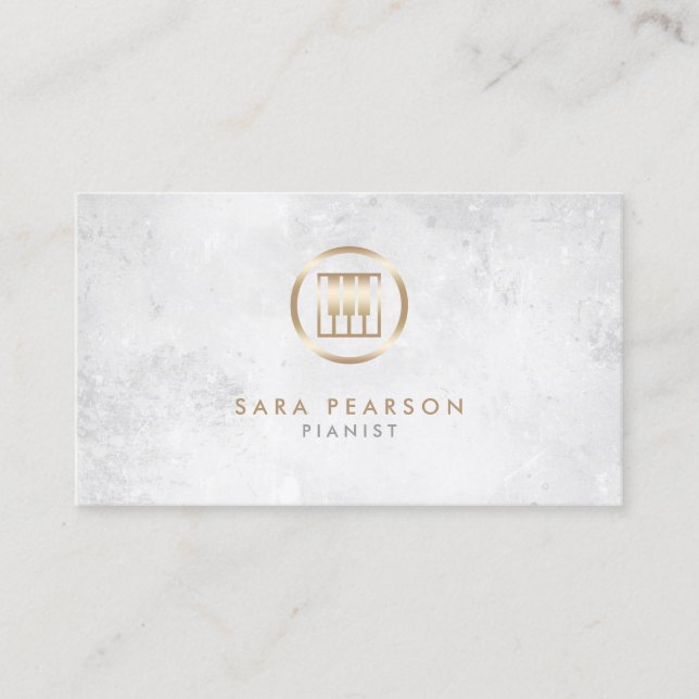 Pianist Gold Piano Keys Icon Business Card Visitenkarte (Vorderseite)