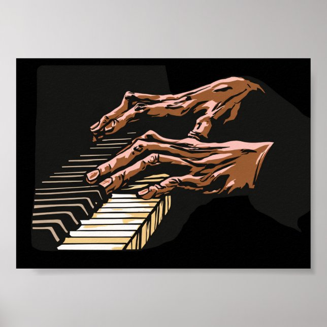 Pianist Hands Playing Piano –  Poster (Vorne)