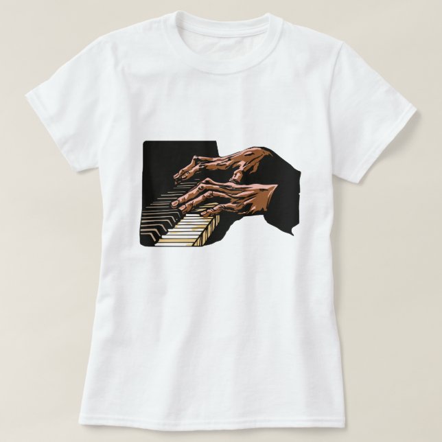 Pianist Hands Playing Piano –  T-Shirt (Design vorne)