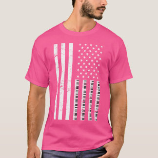 Pianist Keyboard Classical Music Us Flag Piano Pla T-Shirt