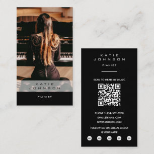 Pianist Klaviermusiker Lehrer Foto QR Code Visitenkarte