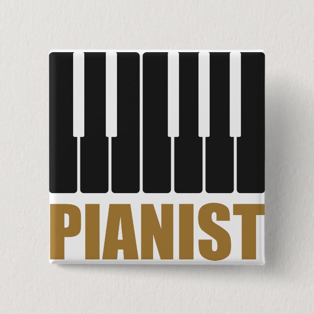 Pianist Moderne Typografie Button (Vorderseite)