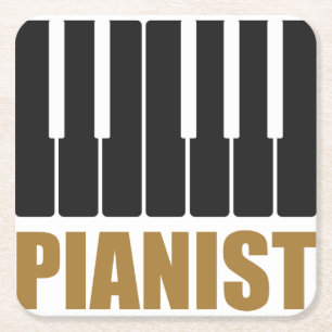 Pianist Moderne Typografie Rechteckiger Pappuntersetzer