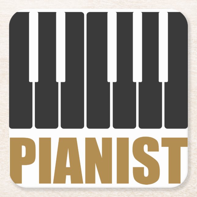 Pianist Moderne Typografie Rechteckiger Pappuntersetzer (Vorderseite)