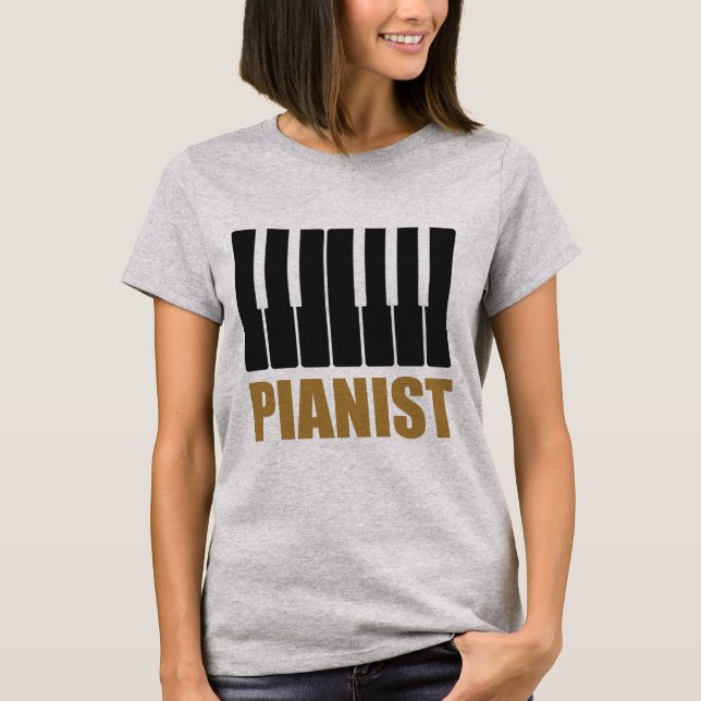 Pianist Moderne Typografie T-Shirt (Vorderseite)
