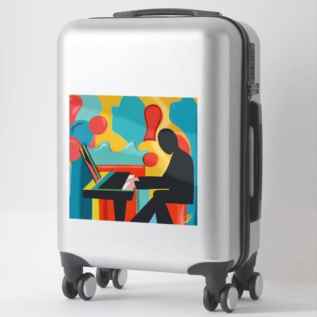 Pianist - originelle Ölmalerei Aufkleber (Koffer)