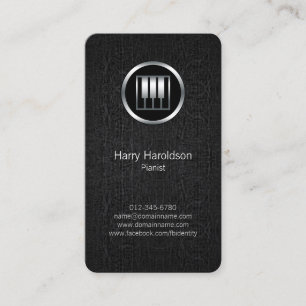 Pianist Piano Keys Icon Black Grunge Business Card Visitenkarte